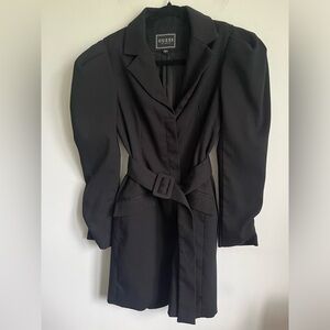 Guess Women Blazer Belt Buttons Long Sleeve Dress - Black - US 0